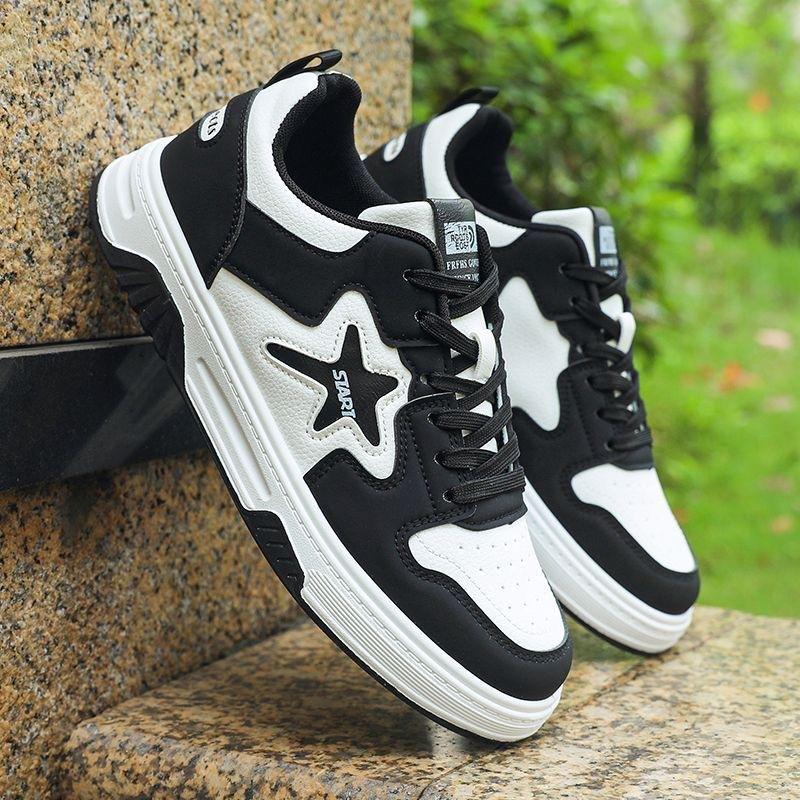 Men's Shoes Spring Casual Board Shoes Leather Surface Versatile Trend Sports Shoes Youth Fashion Student Shoes Soft Sole White Shoes