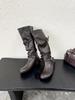 Minimalist belt buckle wind heightening round head boots