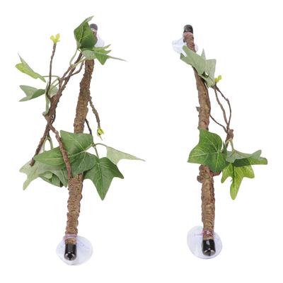 Reptile Corner Branch Terrarium Plant Decoration with Suction Cups for Amphibian Lizard Snake