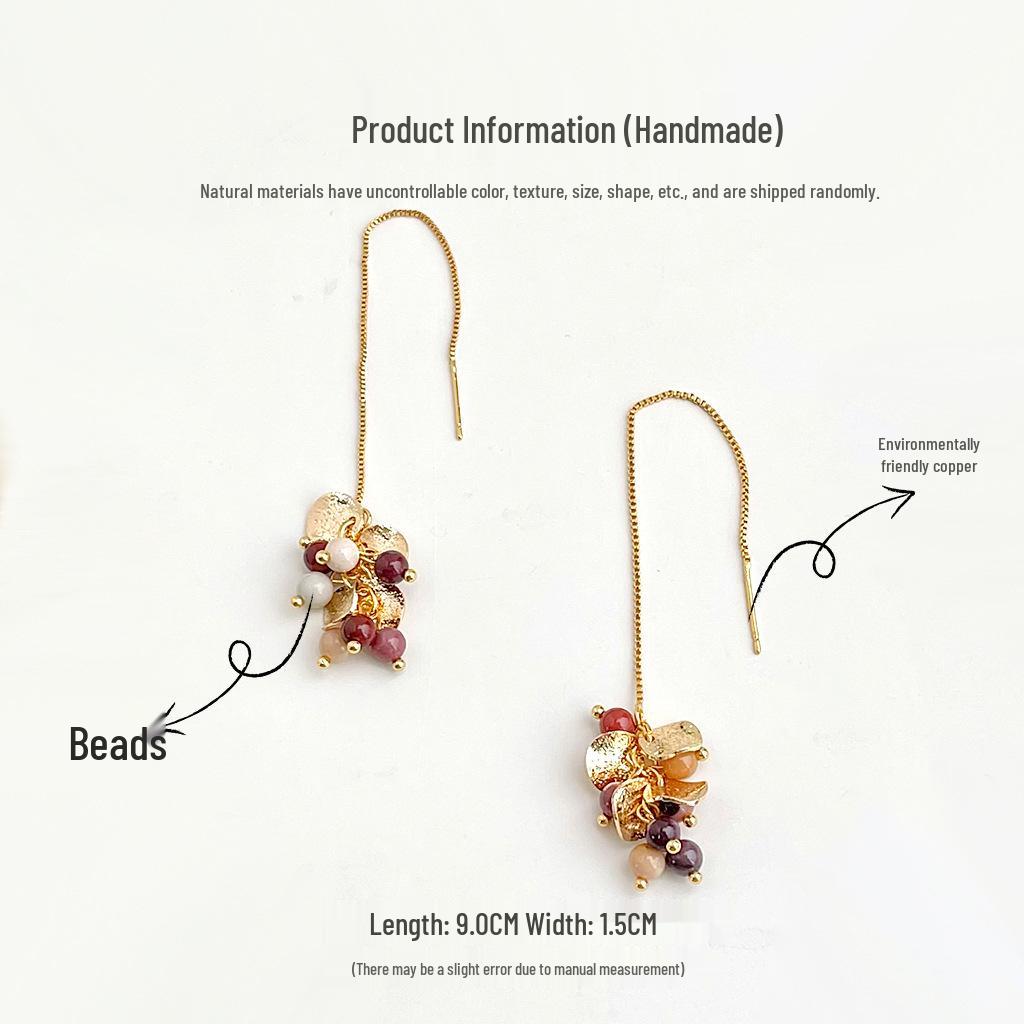 Chinese Style Original Fruit-Colored Natural Stone Earrings - Retro Artistic Luxury