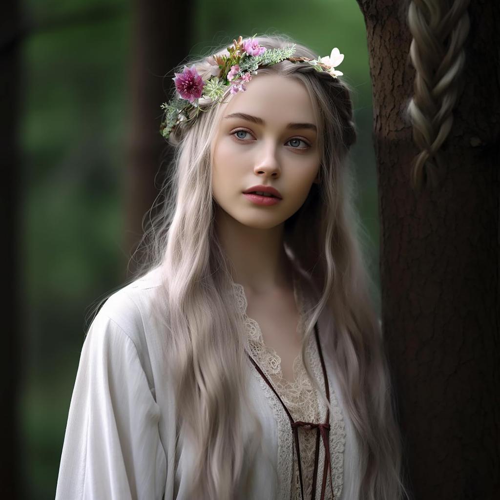 Vine Flower Crown Boho Flower Headband Hair Wreath Floral Halo Headpiece with Ribbon Wedding Party Photos Rosy