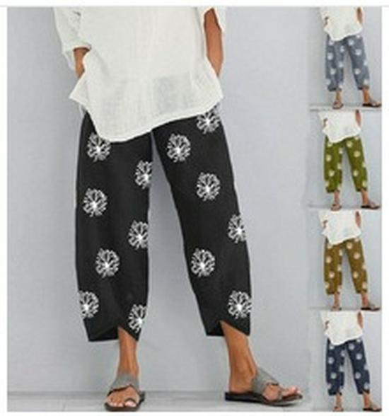 Elastic Waist Cotton Linen Loose Casual Pants for Women - Spring/Summer Collection