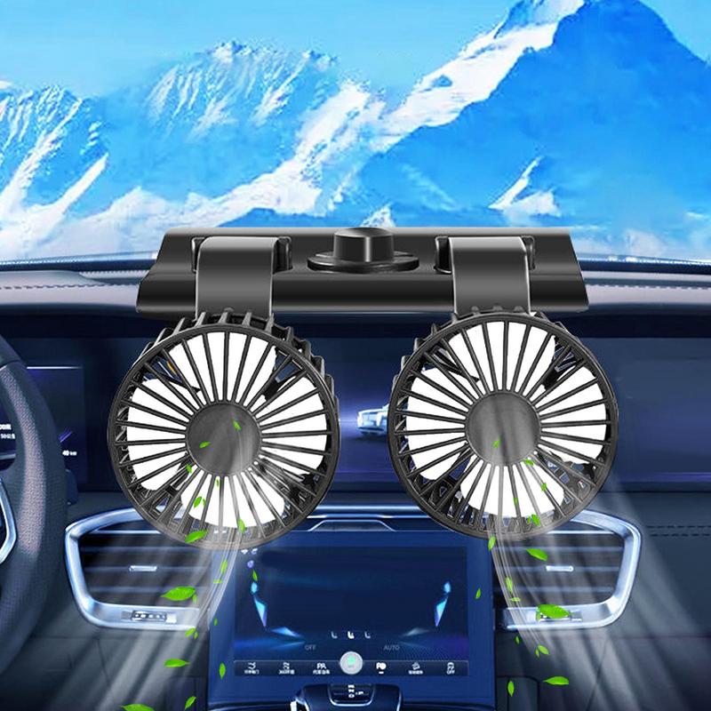 Electric Fan For Car Double Head Vehicle Dashboard Cooler Multifunctional Double Head Car Cooling Fan For Dashboard And Back