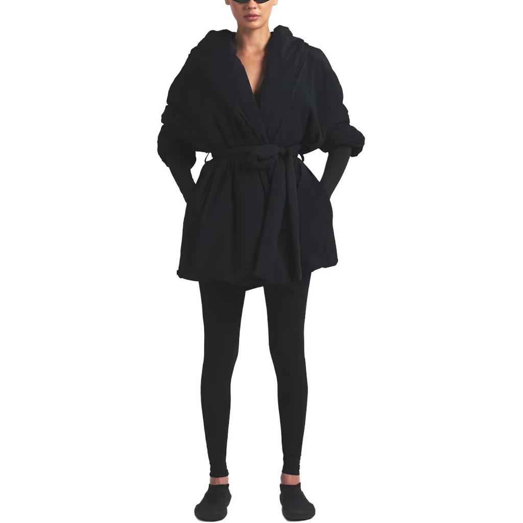 NikeSKIMS Woven Nylon Wrap Coat Obsidian/Obsidian Women Outerwear Black LSLSL10423W-OBD