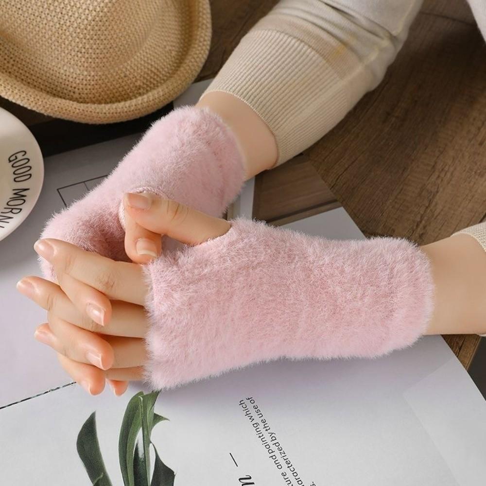 Fingerlose Fausthandschuhe Dicke Plüschhandschuhe Modische Fingerlose Handschuhe für Damen Mädchen