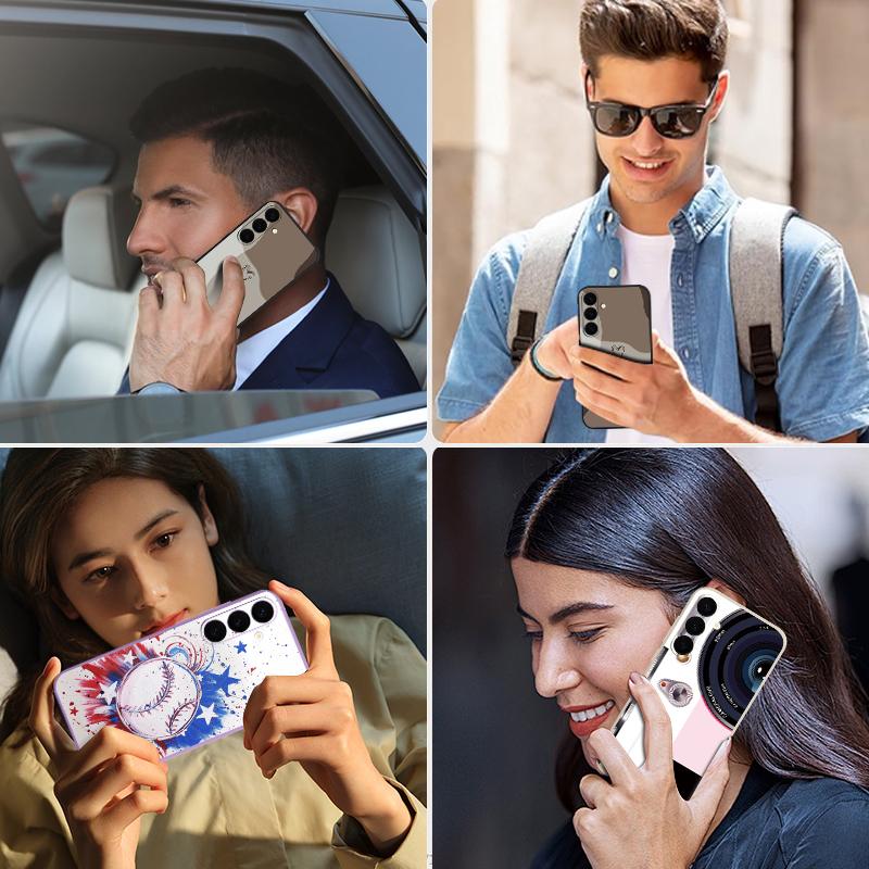 Creative Pattern Phone Case For Samsung Galaxy S26 Ultra S25 FE S24 S23 S22 Plus S21 FE Built-in Metal Plate Magnetic Silicone Cover