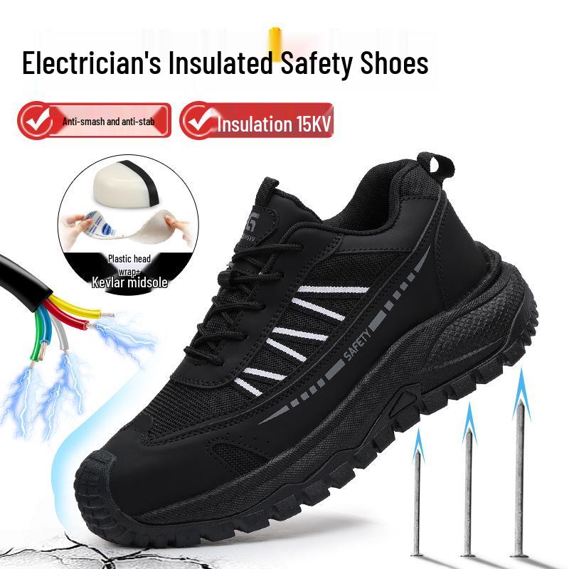 15KV Insulated Summer Men's Steel Toe Safety Shoes - Fashionable, Comfortable & Breathable Electrician Footwear