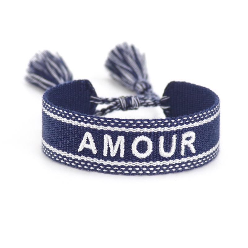 Handmade European Style Embroidered Love Bracelet with Tassels for Girls