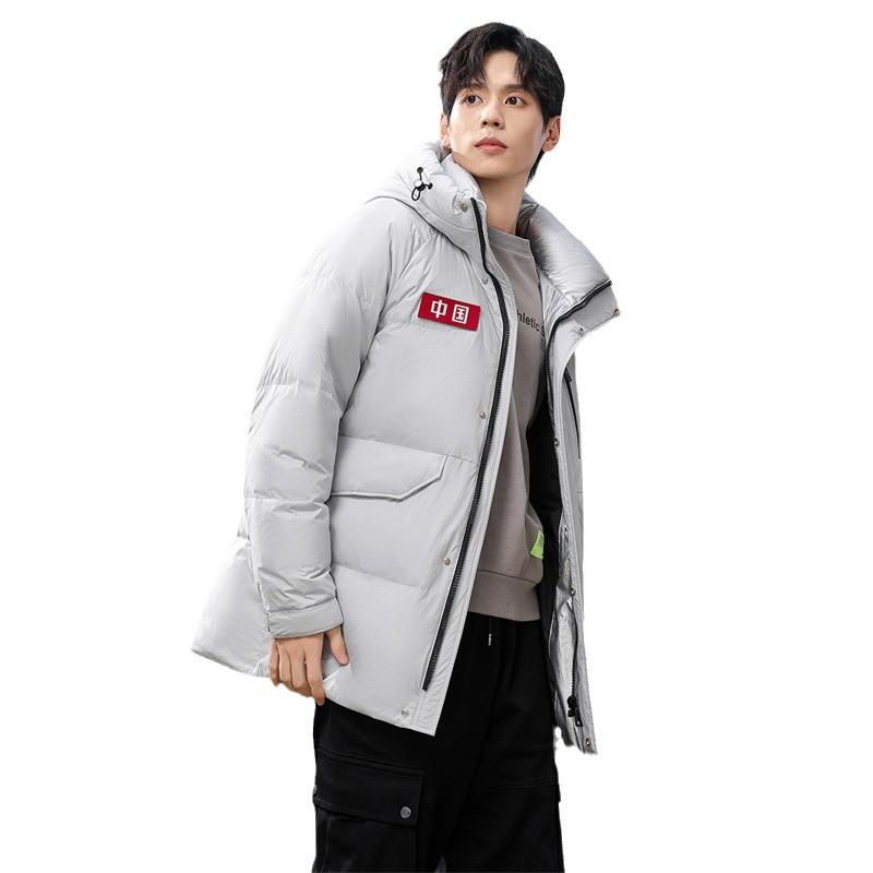 Winter Daunenjacke mit Kapuze für Männer und Frauen, Verdickte mittellange Jugenddaunenjacke, Daunenjacke