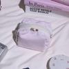 Fabric Square Pouch with Heart Punching Pink S