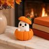 Small Ghost Ornament 3D Printed Pumpkin with Removable Figurine, Creative Halloween Desktop Miniature Figurine Decoration, Cute Statue for Home Office