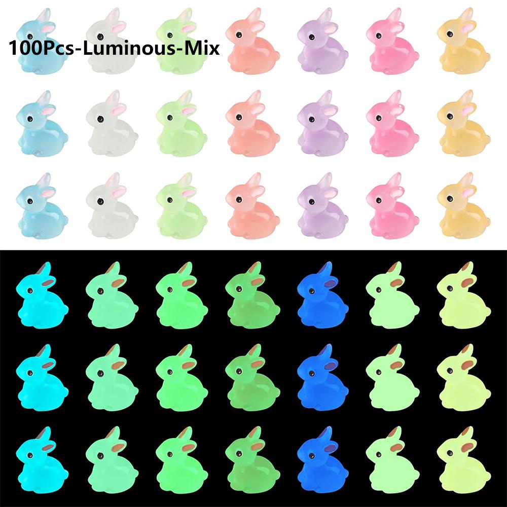 100/200Pcs Mini Resin Bunnies Miniature Figures 3D Little White Rabbit Ornament Micro Landscape Dollhouse Decoration Diy Crafts
