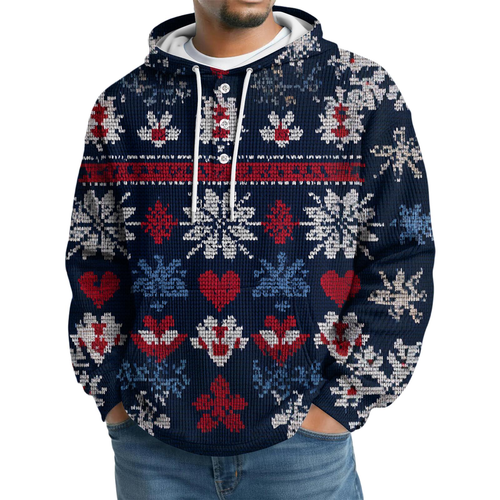 

Мужская вязаная толстовка с капюшоном, повседневная толстовка с длинными рукавами S синий