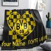 1PC Custom Name BVB Patterned Flannel Blanket Suitable For All Seasons for Home Decor Warmth and Comfort Gifts Holiday Present -HE41