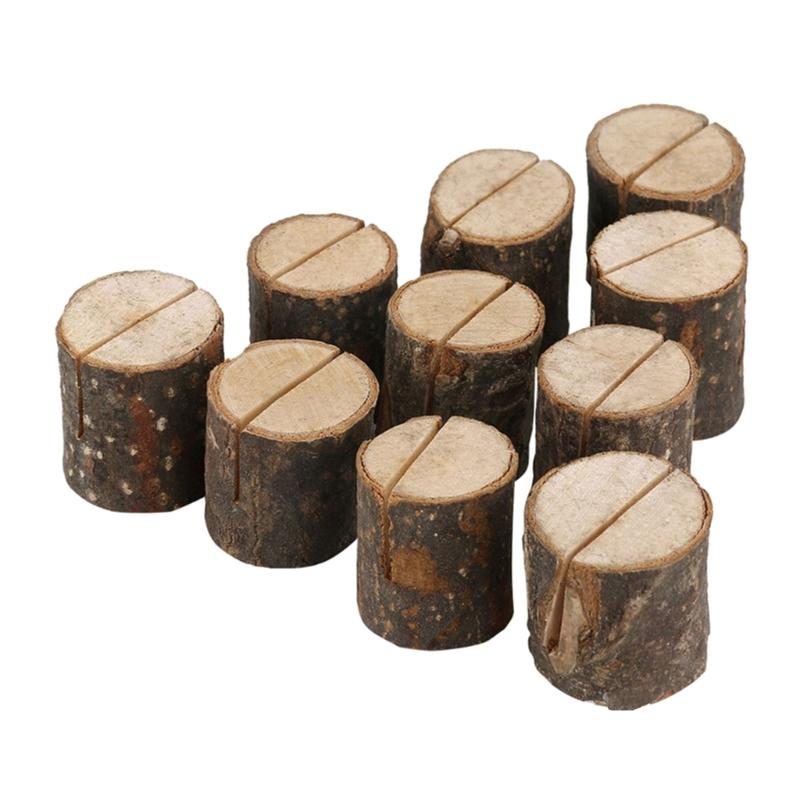 20Pcs Wood Table Number Holders Stand Wood Name Card Holders Wood Name Cards Food Label Memos Photo Holders for Wedding