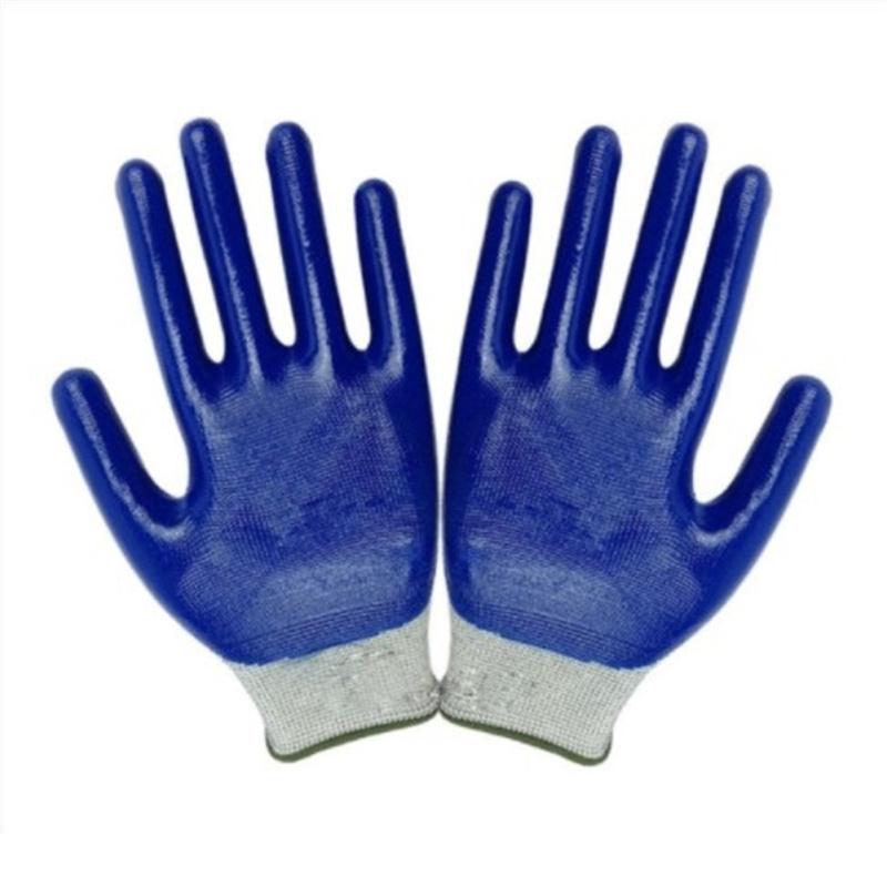 1 Pair Nylon Gardening  Gloves Waterproof Stab-resistant Safety Double-layer Latex Coated Non-slip