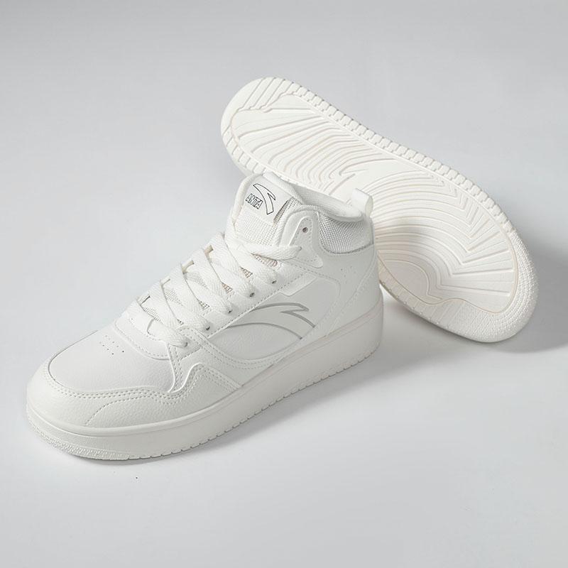 Anta Life Collection Textile, Synthetic Leather Slip Resistant Abrasion Resistant High top Skateboard Shoes Men's White 912348082-2