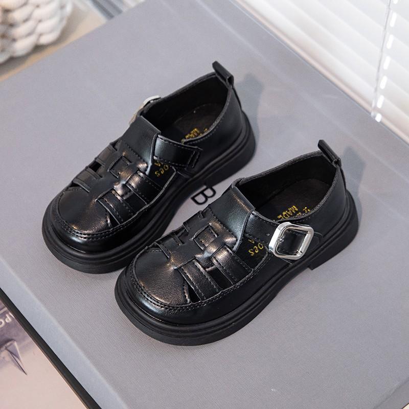 

Summer Peep Toe Kids Performance Shoes Boys Girls Black White Leather Sandals Comfortable Breathable size 37 чорний
