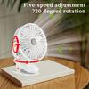 Compact Desktop Fan, Operates Silently, Lightweight Usb Charging, Five-Speed Wind Speed Adjustment, Adjustable Tilt Angle