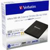 Verbatim External Slimline Blu-Ray Recorder Ultra HD 4K + USB-C/USB-A Cable Black 43888