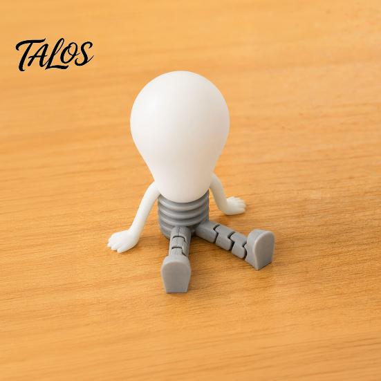 Talos 3D Printed Articulated LED Glow-in-the-Dark Action Figure, Posable Light Bulb Head Night with Movable Joints, Creative Desk Decor for
