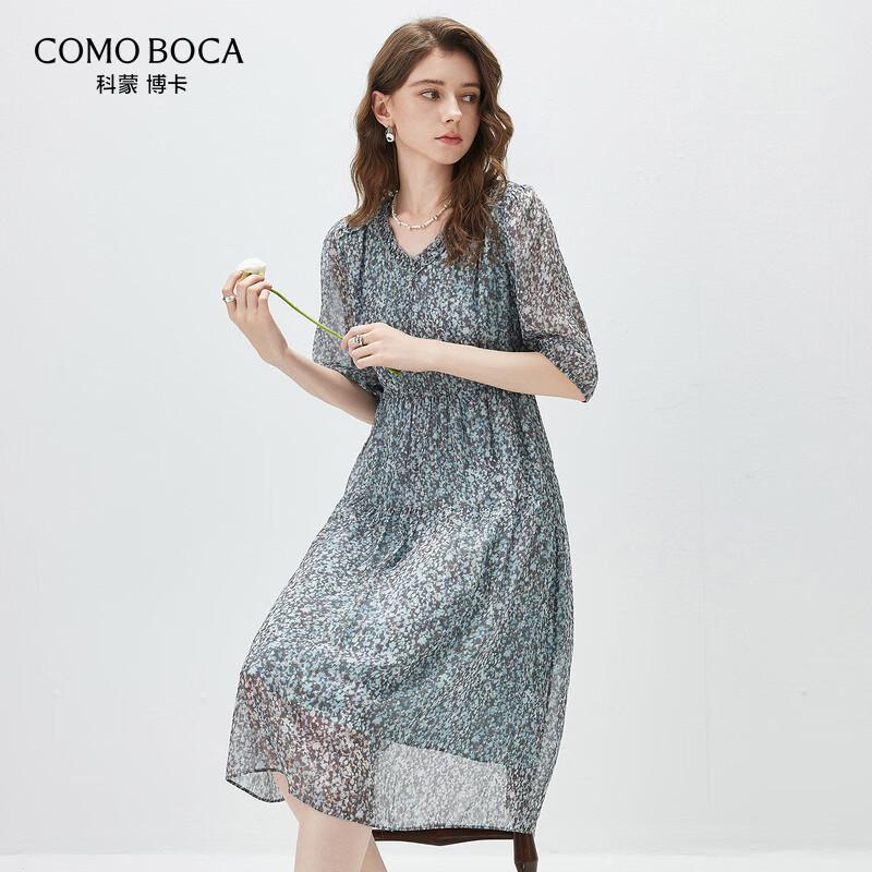 Komom Boca Women s Mulberry Silk Floral V-Neck Dress S