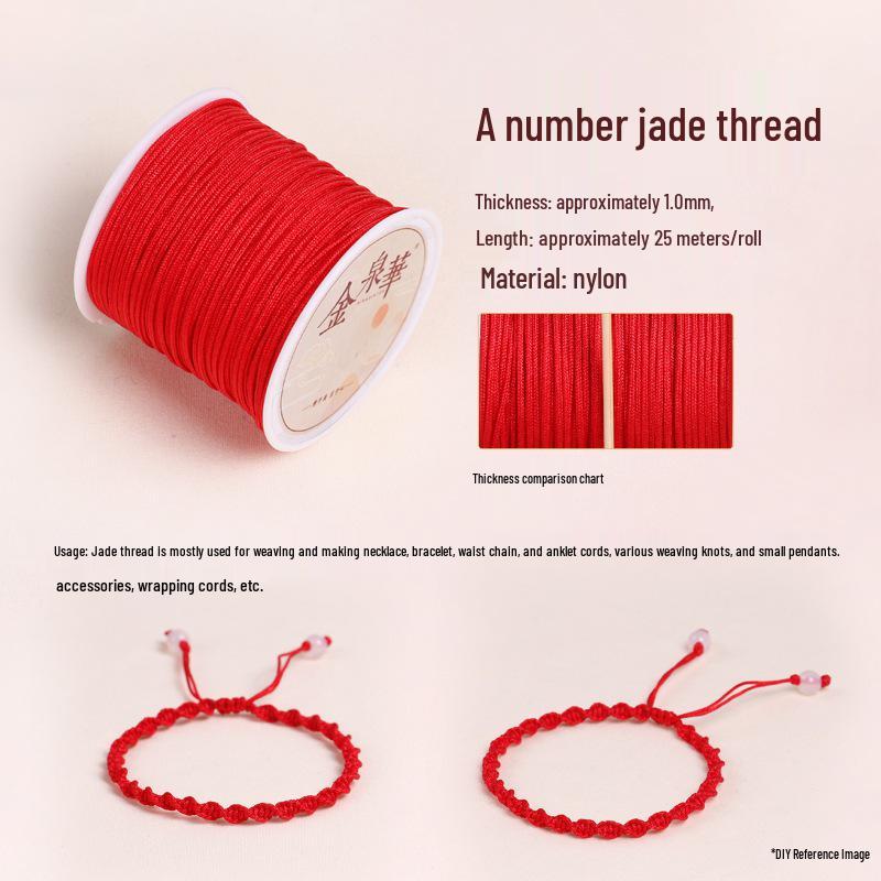 Handmade Red String Woven Bracelet: Jade Thread Braided DIY Material