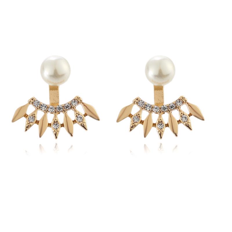 Rhinestone Crystal Pearl Stud Earrings - European  American Fashion Jewelry