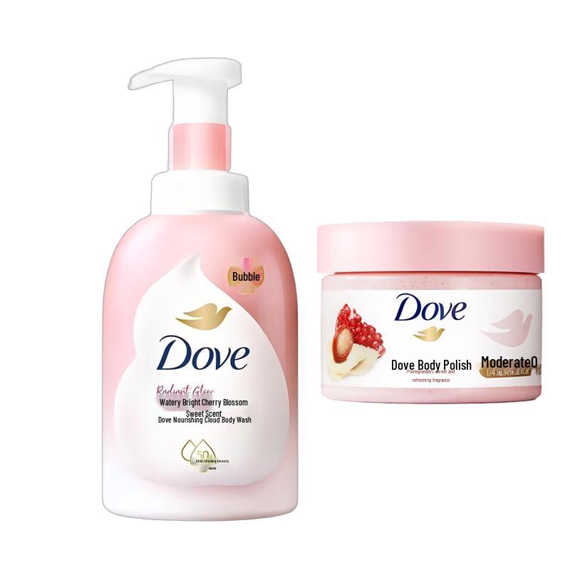 Dove Sakura Sweet Scent Shower Foam & Pomegranate Body Scrub Set