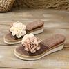 Large Size Wedge Slippers 2025 Summer Women Wear Flower Slippers Beach Casual Open-toed Slippers Women