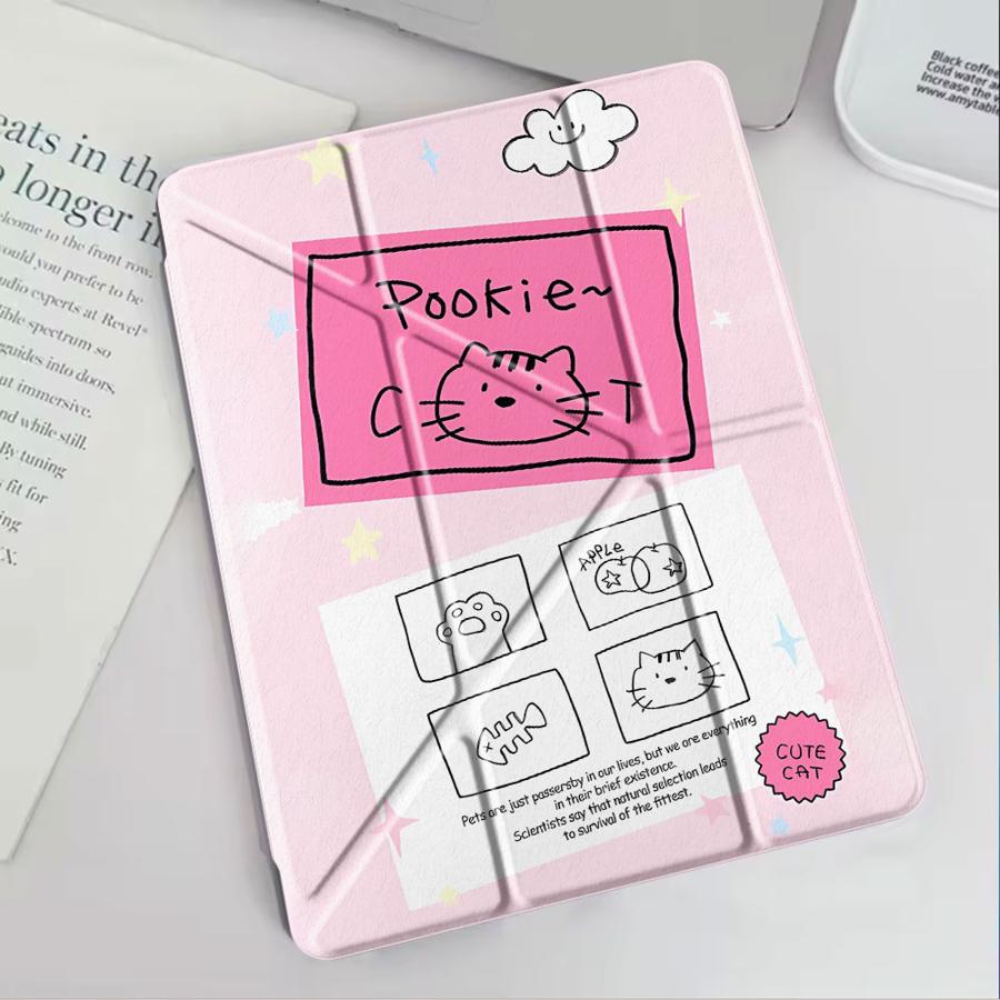 Line Cat Holder Cover Tablet Case For iPad Air 4 5 M3 M2 1 2 M4 11inch Pro 2025 Pro 11th 10th 9th 8th 7th 12.9inch Mini 6 7