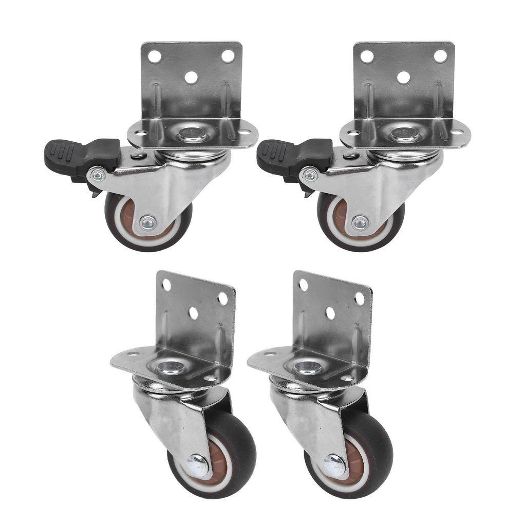 Seitenmontage Rollen Set 4 Stück Schwerlast 1,5 Zoll L-Form TPR Plattenräder 2 Stück mit Bremse 2 Stück ohne