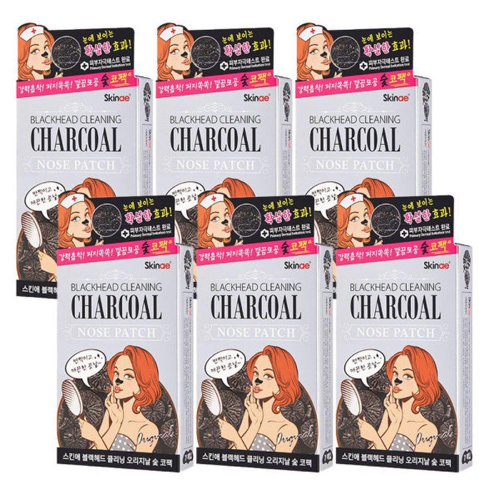 Skin Ae Blackhead Pore Cleaning Removal Original Charcoal Nose Pack 6pcs