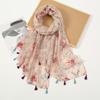 New Small Fresh Green Versatile Artistic Cotton Hemp Tassel Scarf Travel Thin Vacation Sunscreen Shawl
