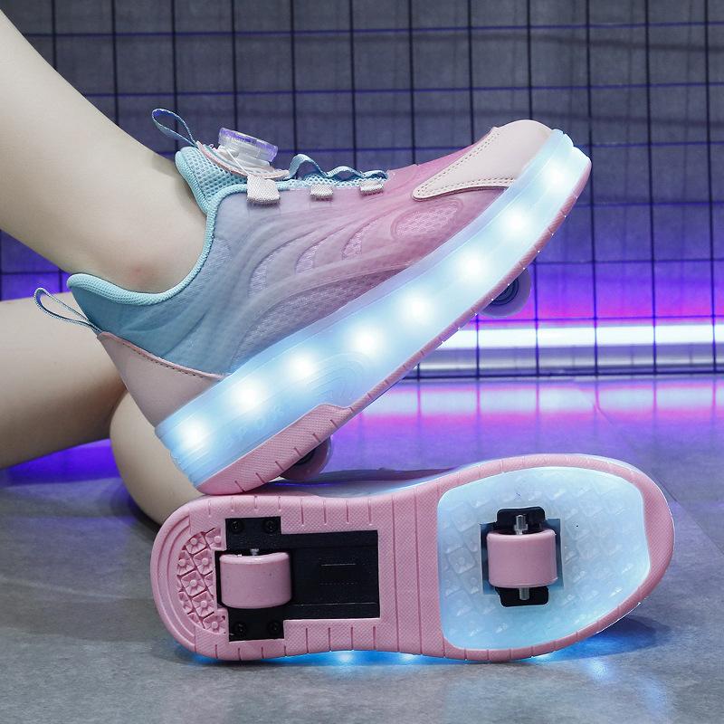 Cross-Border Supply Children's Roller Skates Adults Inline Skate Shoes Men Women's Retractable Glowing Shoes For Ice Skating