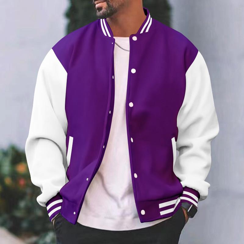 Herren S Lässige Einfarbige Baseballjacke Lockerer Schnitt Herbst