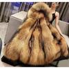 Winter New Wool Cotton Clothes Medium and Long Women's Removable Imitation Raccoon Hair Liner Thickened Large Size Imitation Fur Jacket