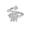 Super Fee Voll Diamant Zirkon Hohl Blume Ahornblatt Fünfzackiger Stern Perle Öffnungsring Nische High-End Ring