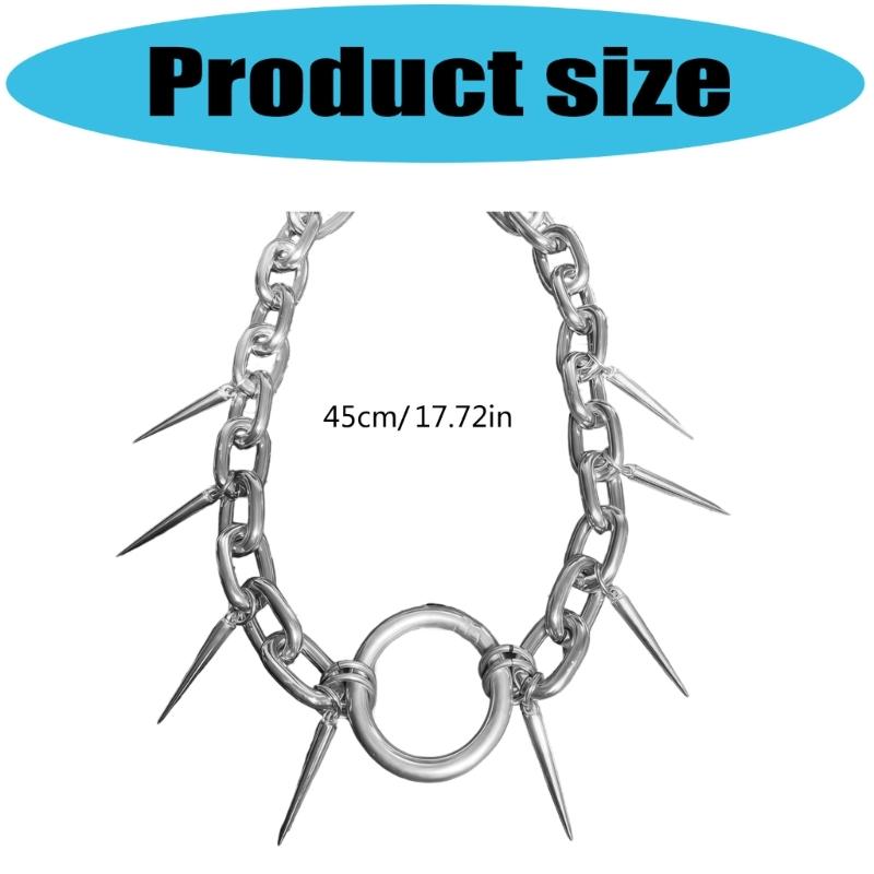 Modern Geometric Rivet Chain Necklace Edge Punk Style Alloy Jewelry For Concerts Festivals Casual Street Accessory
