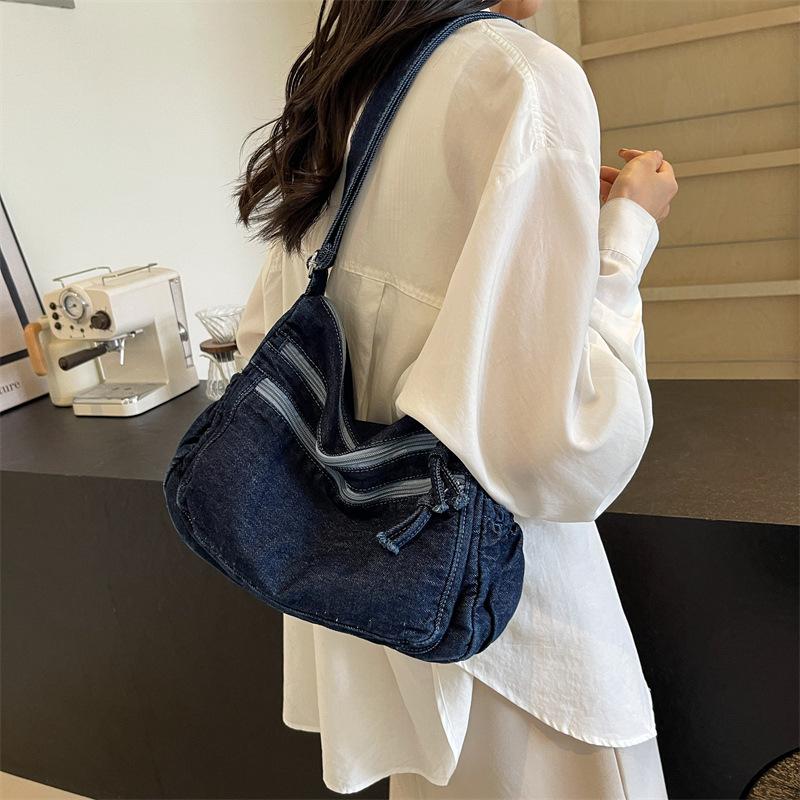Denim Fashion Messenger Bag Women's New Summer Casual Versatile Tote Bag Large Capacity Large Bag