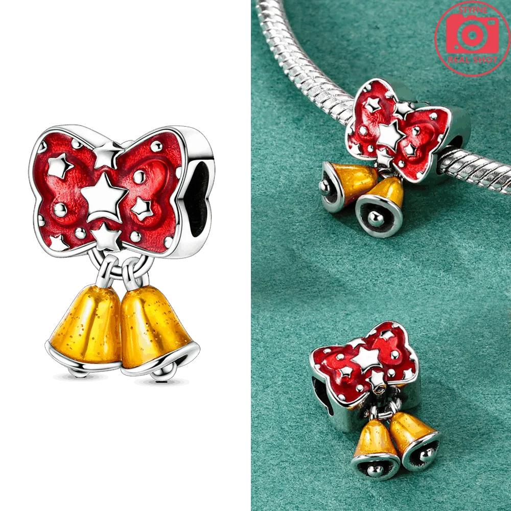 New Original Copper Red Bow Tie Car Christmas Deer Snowman Bead Fit Bracelet Diy Accessory Women Christmas Jewelry Gift