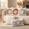 Throw Pillow Cover with Chenille Towel Embroidered Pumpkin Design Square Decorative Cushion Cover for Sofa Chair Bed Accent Home Decor