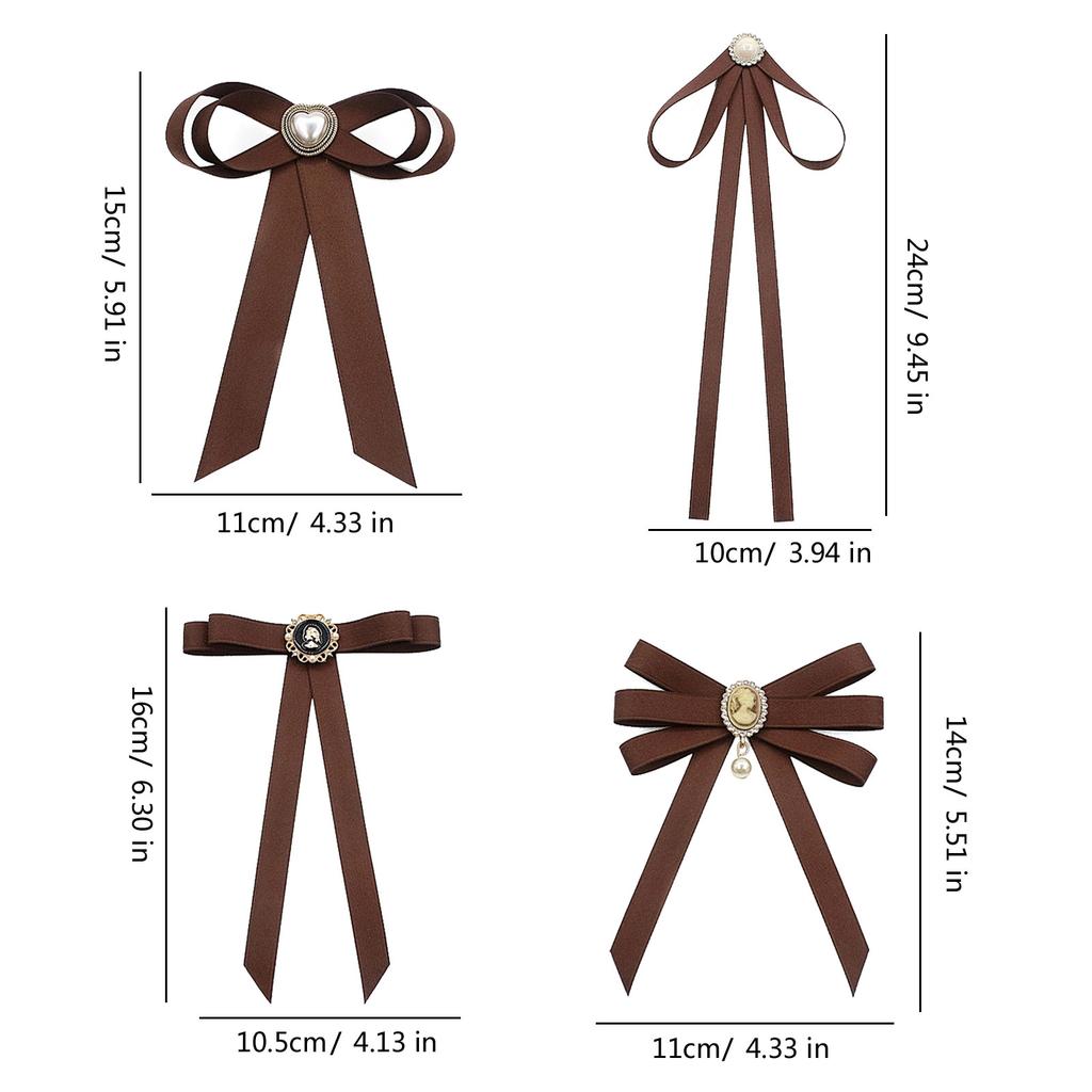 Coffee Brown Necktie Fashion School Uniform Bow Tie Solid Color Necktie for Women's Shirts