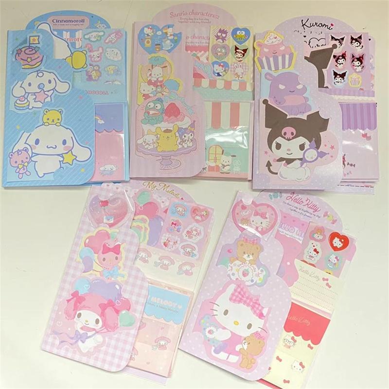 Cute And Fresh Cartoon Stationery Set Of 5 With Unique Envelopes And Sticky Notes