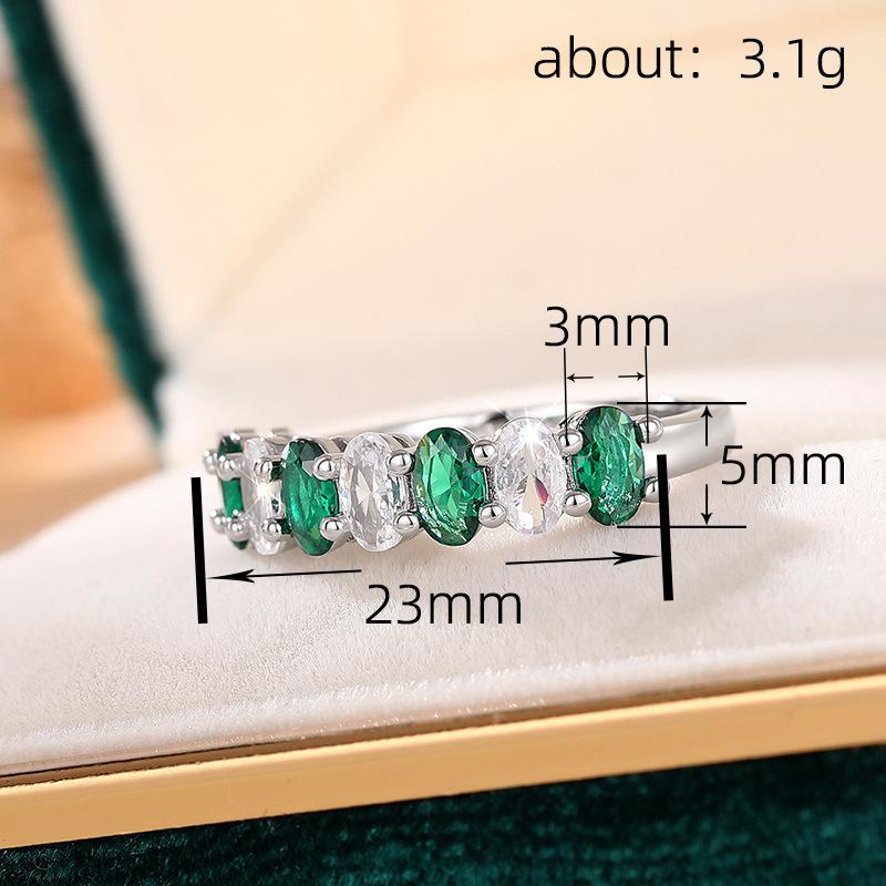 Huitan Chic Green/White Cubic Zirconia Women Rings CopperColor Temperament Finger Accessories Lady for Wedding Band Jewelry