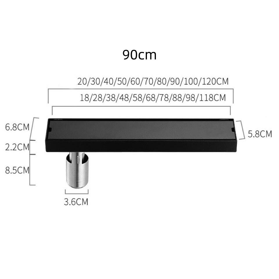 SUS 304 Stainless Steel Rectangle Shower Drain Linear Shower Floor Drain with Tile Insert Grate Bathroom Drainage Device