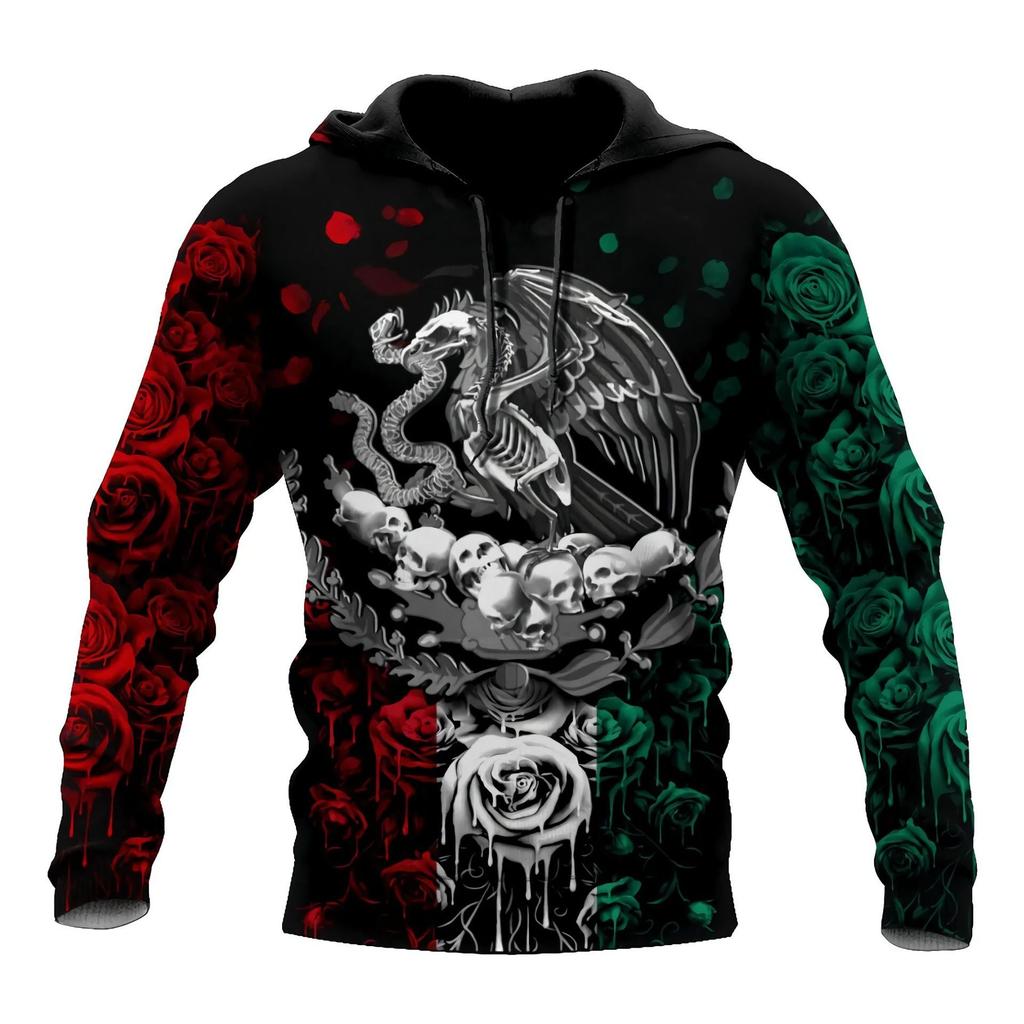 2025 Europe, America, Europe and America men's sweater Mexico logo boys sweater 3D printing autumn and winter hooded sweater
