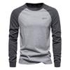 TrendHub 100% Cotton Long Sleeve Men's T-shirt Solid Color Letter Print Casual T Shirts for Men New Spring Tops Tee Men Clothing