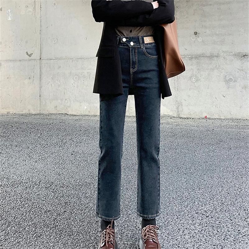 New Autumn Winter Korean Loose High Waist Leisure Slim Versatile Pant Jeans Womens Elastic Vintage Fit Straight pants Streetwear