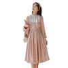 Elegantes französisches rosa Kleid für Damen mit Stehkragen und taillierter Taille - High-End Prinzessinnenstil 2026.